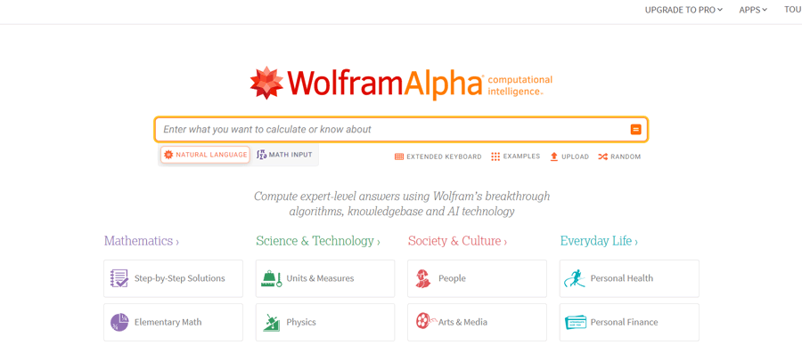 جستجوی ولفرام الفا wolfram alpha